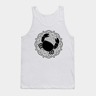 Cancer Mandala Zodiac in Black and White Tank Top